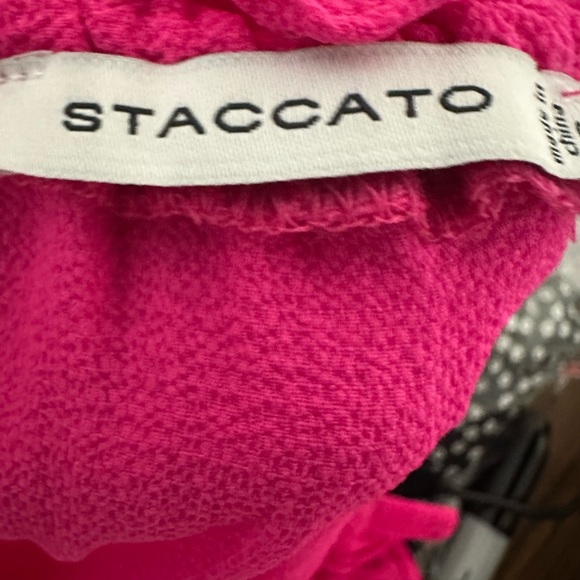 Staccato Dress L Bright Pink Halter Maxi Tiered Ruffle Sleeveless Summer Boho 11 - Picture 5 of 8
